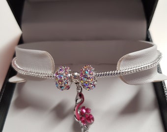 Flamingo Charm Bracelet in presentation box