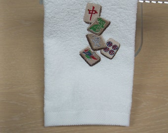 Embroidered Mah Jongg guest towel