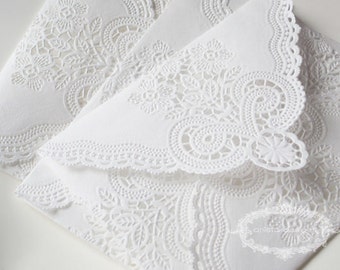 SALE: Vintage Lace Handmade Envelopes - Vintage Paper Doily Envelopes - set of 10