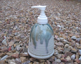 Stoneware Soap Pump, Hand Lotion Pump with Hand Painted Array of Colors, Stoneware Pottery Soap Pump, Stoneware Lotion Pump, Multi-Colored