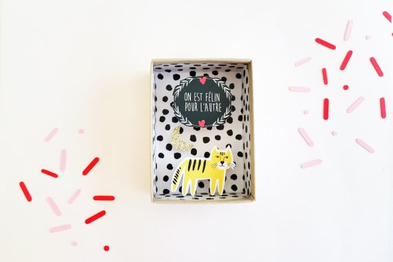On est félin pour l'autre message box / Miniature Art / Diorama / 3d Art / Decorative Matchbox / Miniature paper diorama / Love gift