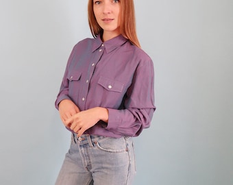 Vintage Purple Blouse/Iridescent 90s Blouse