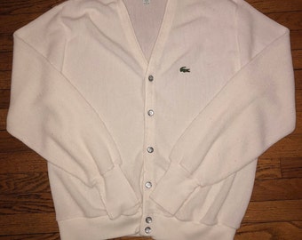 Vintage Lacoste Cardigan Large White