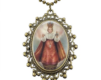 Infant of Prague Necklace with 18 or 24 inch chain - Infant Child Jesus