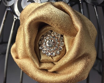 Gold hair clip, gold hair accessory, gold hair flower, girls hair flower, flower hair clip, gold and pearl hair accessory