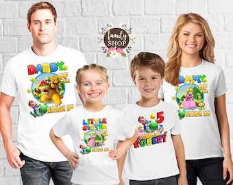 Super Mario tee, Custom boys shirt, Birthday girl shirt, Birthday party shirt, Matching birthday, Birthday party tees, Gift for girl, B 127