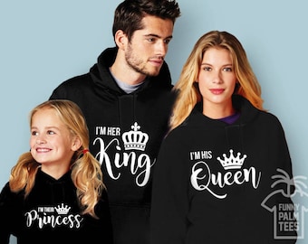 Family outfits family hoodies king queen princess hoodies family matching hoodies family sweatshirts christmas family outfits king queen