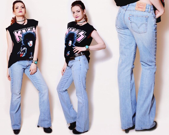 90s levis jeans denim casual bell bottoms long low rises sexy