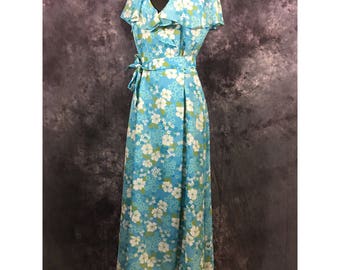 Vintage Sleeveless Floral Maxi Wrap Dress 13/14