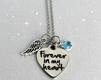 Forever in my Heart Memorial Necklace, Sympathy Gift, Remembrance Jewelry, Loss of Loved One, Memorial Jewelry, In Memory Of