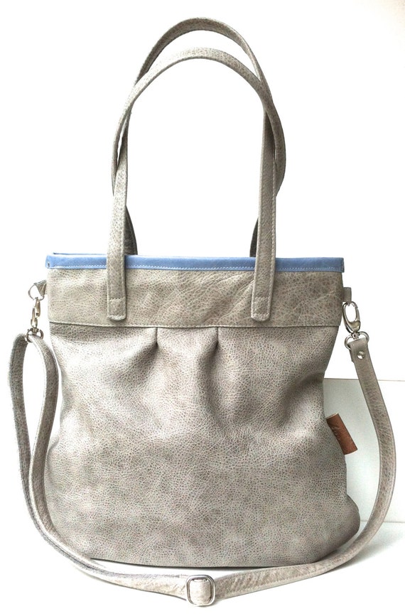 Leather tote bag,grey leather shopper,large leather bag,cross body bag