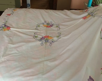 Hand embroidered table cloth
