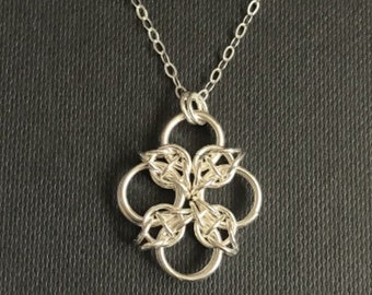 Celtic Cross Sterling Silver chainmaille necklace
