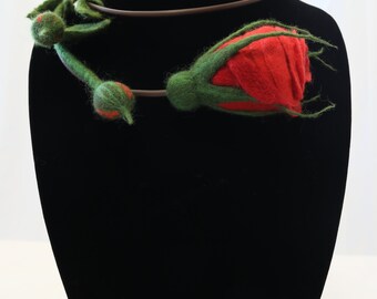 Felt Rose Necklace