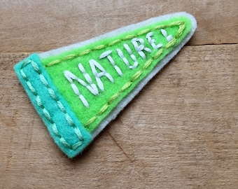 Nature Pennant. Hand Embroidered Patch.