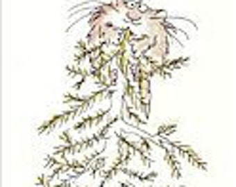 Sandra BoYnTon 1982 CHrisTmas TREE CaT - 2 Holiday Greeting Card s - EVER GReeN
