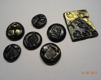 Black and gold polymer clay connectors