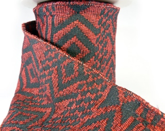 Red And Black Woven Blanket Wired Ribbon 4" Wide