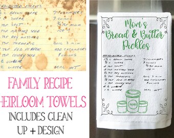 Handwritten Recipe Towel - Recipe Tea Towel Heirloom - Mother's Day Gift Idea - Unique Gift For Grandma - Nana Gift - Gift For Mom -