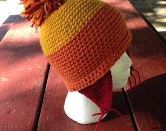 Crochet Cunning Hat - Beanie with Earflaps and PomPom - Newborn / Toddler / Child / Teen / Adult - Made to Order