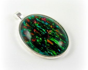 Alcohol Inks on Glass Wearable Art Pendant