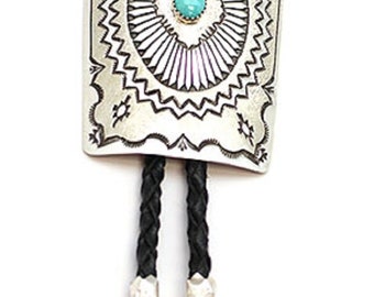 Etched Turquoise Bolo Tie
