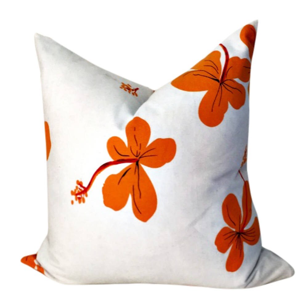 Orange Pillow Flowers on Pillow Throw Pillow with Flowers
