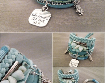 Dreaming of the Sea Amazonite Bracelet Mermaid Bracelet Seafoam Bracelet Bohemian Bracelet Boho Jewelry Boho Bracelet Set Goldfish Koi Charm