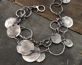 form017 collection - 100% Ag bracelet, raw sterling silver bracelet, oxidized silver