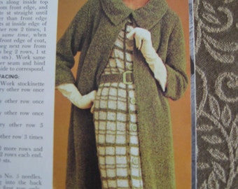 1960's Vintage Knitting PDF Patterns Women's Belted Dress and Coat 432, 442