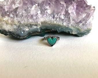 Turquoise heart & sterling silver ring.