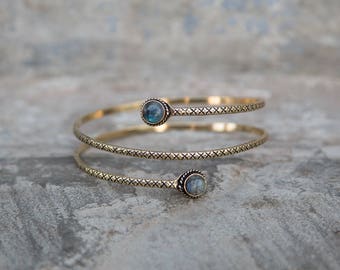 Arm Band Brass Stones / Bracelet de Bras en laiton et pierres Armband Boho Festival Summer Jewelry