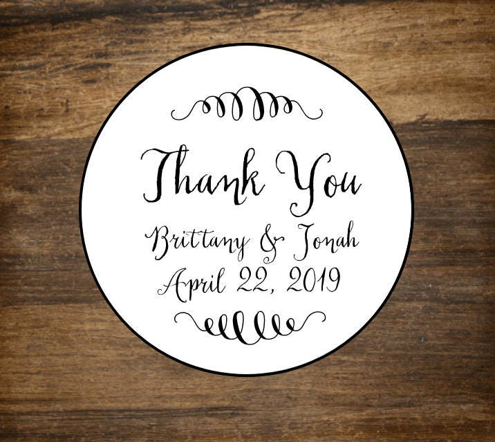 Wedding thank you labels personalized stickers envelope