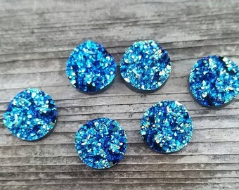 12mm Blue AB Faux Resin Druzy Cabochon