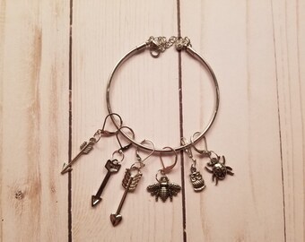 Stitch Marker Bangle, Set of 6 Stitch Markers, Ready to Ship