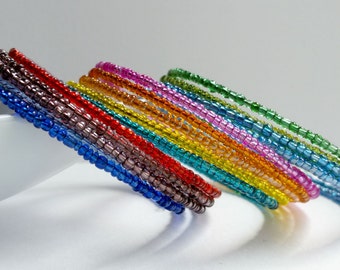 Memory wire bracelet. Multi colored seed beads. You choose. wrap bracelet.