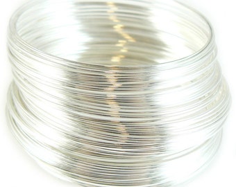 2 inch silver plated stainless steel, bracelet memory wire, 12 loops