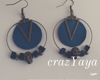 Leather and metal earrings