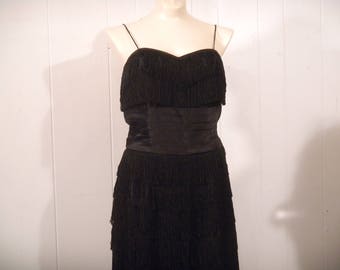 Vintage dress, 1960s dress, fringe dress, Art Deco dress, Flapper dress, vintage clothing, small