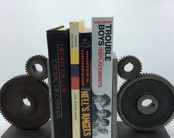 Industrial Bookends - Gear Bookends
