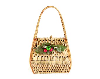 Vintage Rattan Wooden Purse
