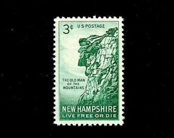 10 New Hampshire -Free Shipping - Pack of (10) - New Hampshire - Vintage Unused U.S. Postage Stamps - Post Office Fresh!