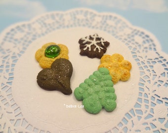 Fake Cookies Set E Handmade Holiday Christmas Faux Sugar Press Spritz Danish Butter Cookies