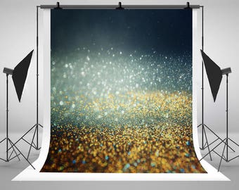 Gold Bokeh Glitter Vintage Lights Photography Backdrops Silver and Black Photo Backgrounds for Wedding Studio Props