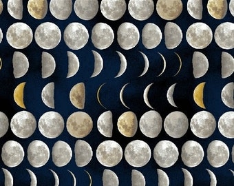 Galileo from Windham Fabrics - Full or Half Yard Moon Phases on Dark Blue