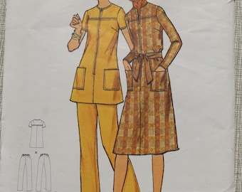 Semi-Fitted, A-Line Dress or Tunic with Jewel Neckline in Size 38 Bust 42" Complete Uncut/FF Vintage Butterick Sewing Pattern 6281