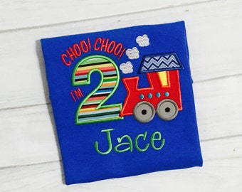 3rd Birthday Train Shirt - Choo Choo I'm 3 Birthday Shirt - Personalized Boy Birthday Shirt