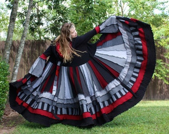 Custom Recycled Sweater Coat with a Medieval Liripipe Hood by SnugglePants- Danza de los Muertos Rouge