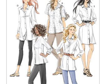 Shirts, Tunics and Shirtdress, Misses and Womans - McCall's M6124 Sewing Pattern- UNCUT - Size: 8 -10 -12 -14 -16 or 18w -20w -22w -24w