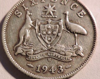 Silver Australian 1943 Sixpence Coin for the Bride Shoe